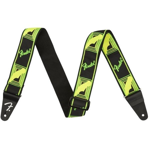 Fender Neon Monogrammed Strap, Green/Yellow - Pats Music Store
